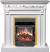 Каминокомплект Valletta - Белый (Ширина 1040 мм) с очагом Majestic FX Brass