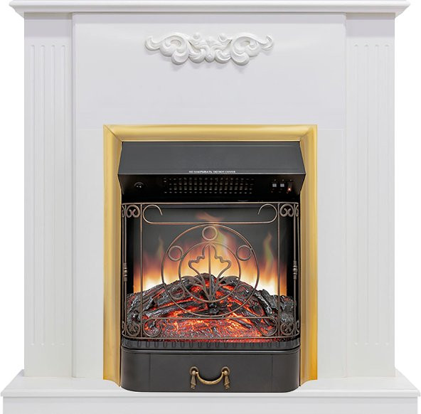 Каминокомплект Capri - Белое дерево делюкс с очагом Majestic FX Brass