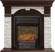 Каминокомплект Dublin угловой - Темный дуб / Сланец белый с очагом Majestic FX M Black RC