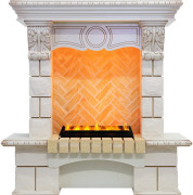 Каминокомплект Pierre Luxe угловой - Слоновая кость / Шампань (Высота 975мм) с очагом Cassette 400 LNH-INT PS (без дров)