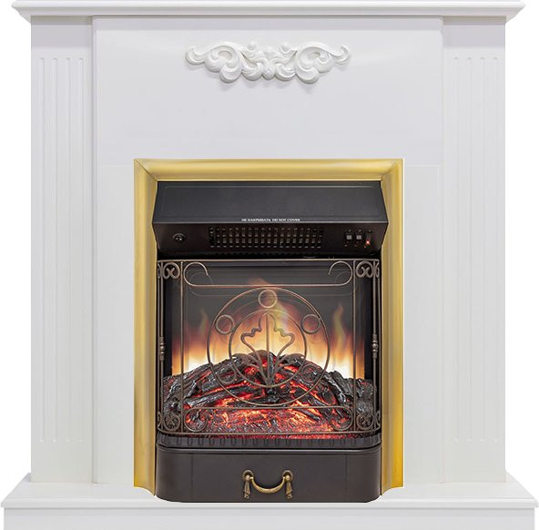 Каминокомплект Capri - Белое дерево делюкс с очагом Majestic FX M Brass