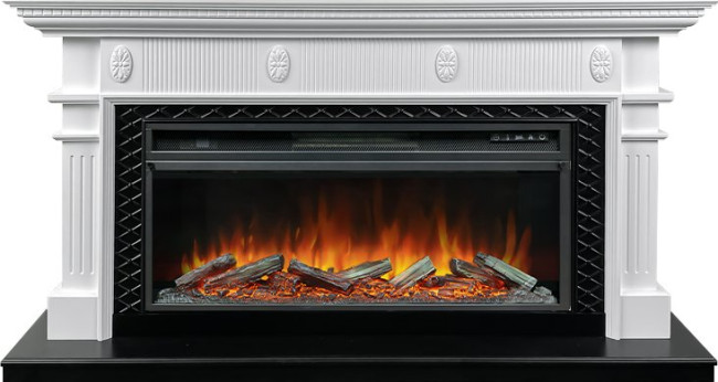 Каминокомплект Carlyle - Белый с черным с очагом Vision 42 LOG LED