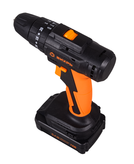 Дрель-шуруповерт аккумуляторная Вихрь ДА-18Л-2КУ/Б (бесщеточный двигатель)