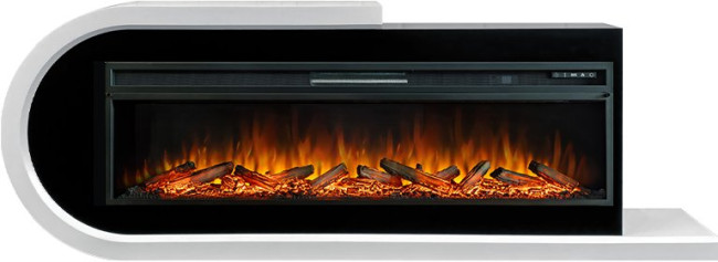 Каминокомплект Basel 60 L - Белый с черным с очагом Vision 60 LOG LED