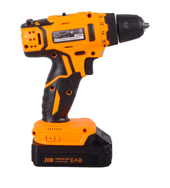 Дрель-шуруповерт аккумуляторная Вихрь ДА-20Л-2КА с набором оснастки 65 предметов