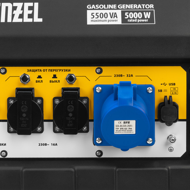 Генератор бензиновый PS 55 EA, 5.5 кВт, 230 В, 25 л, коннектор автоматики, электростартер Denzel Генератор бензиновый PS 55 EA, 5.5 кВт, 230 В, 25 л, коннектор автоматики, электростартер Denzel