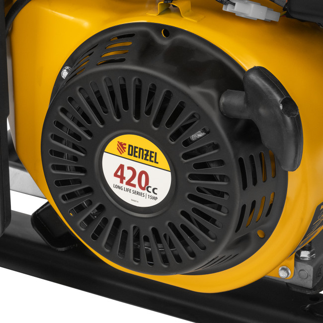 Генератор бензиновый PS 55 EA, 5.5 кВт, 230 В, 25 л, коннектор автоматики, электростартер Denzel Генератор бензиновый PS 55 EA, 5.5 кВт, 230 В, 25 л, коннектор автоматики, электростартер Denzel