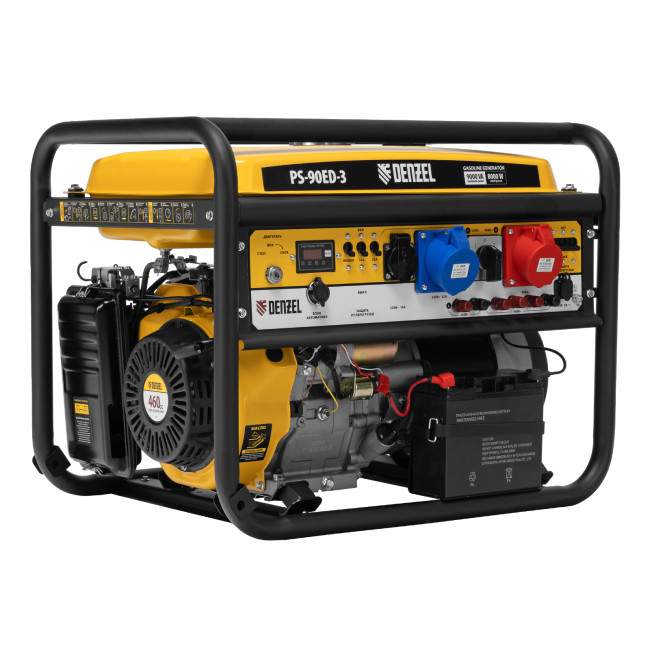 Генератор бензиновый PS 90 ED-3, 9.0 кВт, переключение режима 230 В/400 В, 25 л, электростартер Denzel Генератор бензиновый PS 90 ED-3, 9.0 кВт, переключение режима 230 В/400 В, 25 л, электростартер Denzel