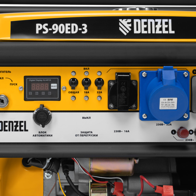 Генератор бензиновый PS 90 ED-3, 9.0 кВт, переключение режима 230 В/400 В, 25 л, электростартер Denzel Генератор бензиновый PS 90 ED-3, 9.0 кВт, переключение режима 230 В/400 В, 25 л, электростартер Denzel