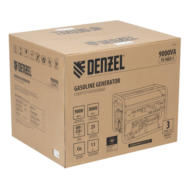 Генератор бензиновый PS 90 ED-3, 9.0 кВт, переключение режима 230 В/400 В, 25 л, электростартер Denzel Генератор бензиновый PS 90 ED-3, 9.0 кВт, переключение режима 230 В/400 В, 25 л, электростартер Denzel