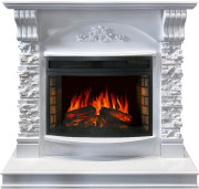 Каминокомплект Prague - Белый /Сланец белый с очагом Dioramic 25 LED FX