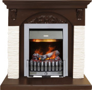 Каминокомплект Bern Сланец мелкий белый / Темный дуб с очагом Danville Chrome FB2 Каминокомплект Bern Сланец мелкий белый / Темный дуб с очагом Danville Chrome FB2