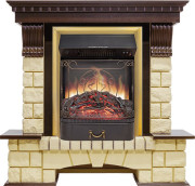 Каминокомплект Pierre Luxe - Темный дуб / Шампань с очагом Majestic FX M Brass
