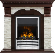 Каминокомплект Dublin - Темный дуб / Сланец белый с очагом Flagstaff