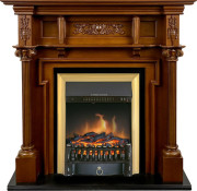 Каминокомплект Oxford - Орех с очагом Fobos FX Brass