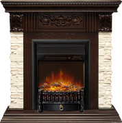 Каминокомплект Luxemburg (каменный) - Сланец/Темный дуб с очагом Fobos FX M Black RC