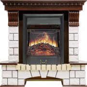 Каминокомплект Pierre Luxe - Темный дуб / Белый с очагом Majestic FX Black