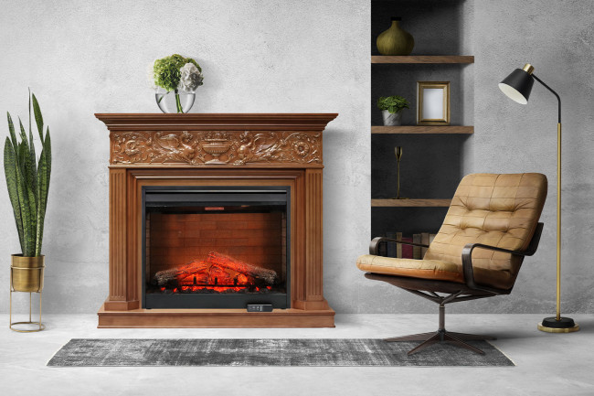 Каминокомплект Palace - Белый с серебром с очагом Symphony 30'' DF3020-EU