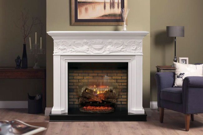 Каминокомплект Palace - Белый с серебром с очагом Symphony 30'' DF3020-INT