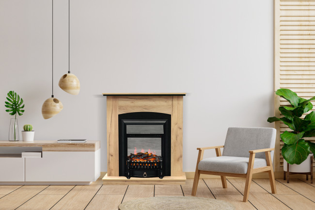 Каминокомплект Barcelona (Разборный) - Дуб галифакс с очагом Majestic FX M Black RC