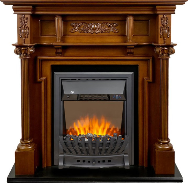 Каминокомплект Oxford - Орех с очагом Aspen Black