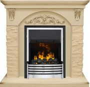 Каминокомплект Bern Сланец крупный бежевый / Алебастр темная патина с очагом Flagstaff Каминокомплект Bern Сланец крупный бежевый / Алебастр темная патина с очагом Flagstaff