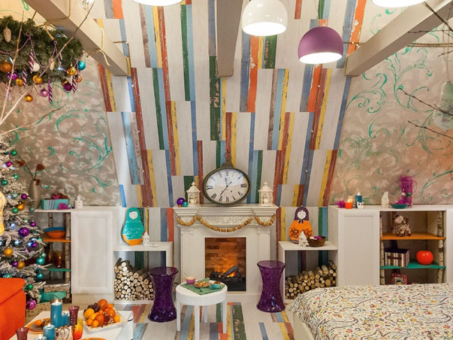 Каминокомплект Amalfi - Махагон коричневый антик с очагом Cassette 400 LNH-INT (с дровами)