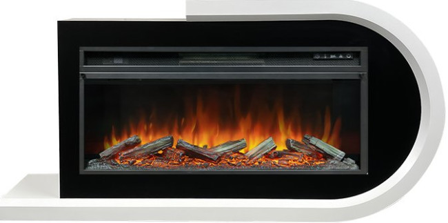 Каминокомплект Basel R - Белый с черным с очагом Vision 42 LOG LED