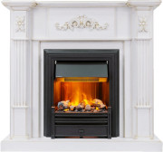 Каминокомплект Martin - Белый дуб, патина золото с очагом Brookline Black