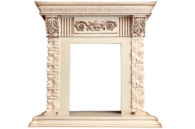 Каминокомплект Luxemburg (каменный) - Сланец/Cлоновая кость с патиной с очагом Fobos FX M Black RC Каминокомплект Luxemburg (каменный) - Сланец/Cлоновая кость с патиной с очагом Fobos FX M Black RC