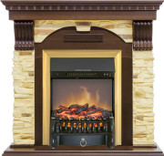 Каминокомплект Dublin угловой - Темный дуб / Сланец с очагом Fobos FX M Brass