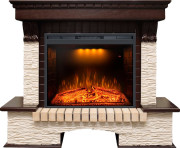 Каминокомплект Pierre Luxe угловой - Темный дуб / Сланец бежевый с очагом Emerald 28