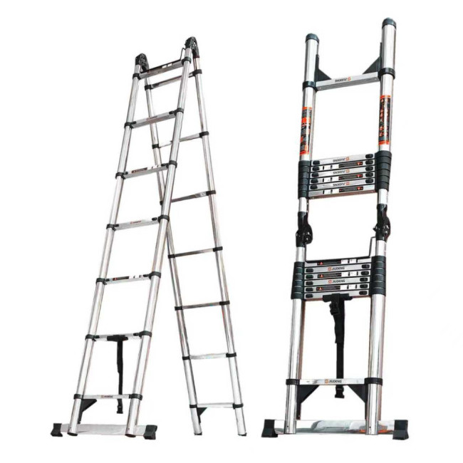 Лестница телескопическая трансформер нержавеющая сталь 3,3/6,6 м TM-5066CC