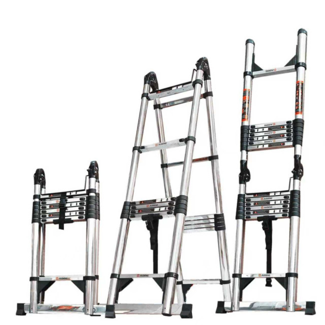 Лестница телескопическая трансформер нержавеющая сталь 3,3/6,6 м TM-5066CC