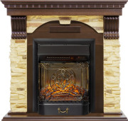 Каминокомплект Dublin угловой - Темный дуб / Сланец с очагом Majestic FX M Black RC