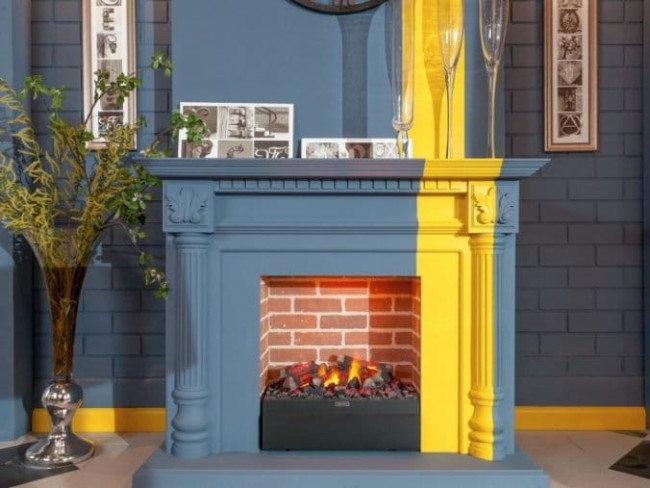 Каминокомплект Edinburg - Орех / Кирпич с очагом Juneau