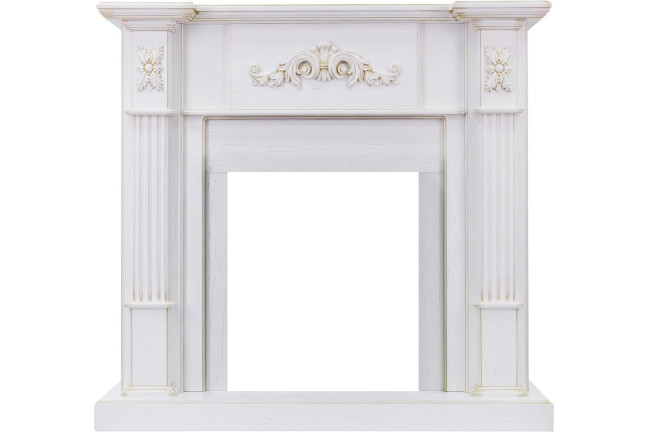 Каминокомплект Martin - Белый дуб, патина золото с очагом Flagstaff