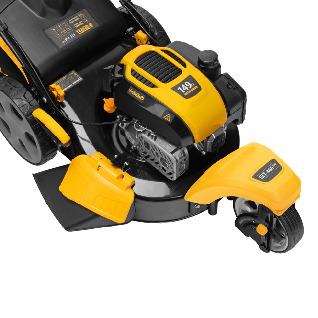 Бензиновая газонокосилка GLT-460SP-T, Trike 149 см3, 46 см, привод, панель, 60л Denzel Бензиновая газонокосилка GLT-460SP-T, Trike 149 см3, 46 см, привод, панель, 60л Denzel