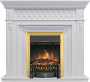 Каминокомплект Alexandria - Белый с очагом Fobos FX Brass Каминокомплект Alexandria - Белый с очагом Fobos FX Brass