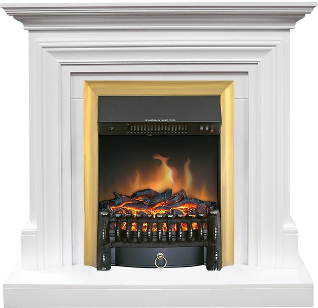 Каминокомплект Bradford - Белый с очагом Fobos FX Brass