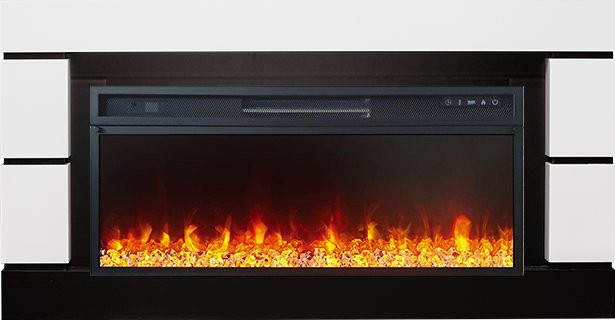Каминокомплект Modern 42 - Белый с черным (Глубина 300 мм) с очагом Vision 42 LED