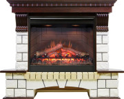 Каминокомплект Pierre Luxe угловой - Темный дуб / Белый с очагом Symphony 26'' DF2608-INT