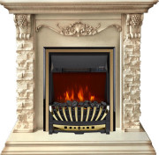 Каминокомплект Adriana - Cлоновая кость с очагом Aspen Gold