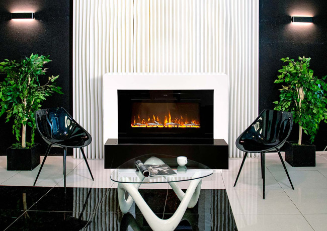 Каминокомплект Sorrento угловой - Белый дуб с очагом Fobos FX M Black RC