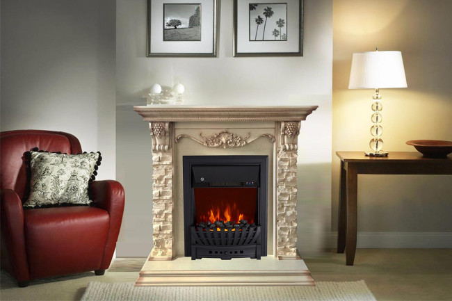 Каминокомплект Adriana - Cлоновая кость с очагом Majestic FX Black