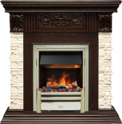 Каминокомплект Luxemburg (каменный) - Сланец/Темный дуб с очагом Cavendish