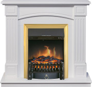 Каминокомплект Boston - Белый (Высота 925см) с очагом Fobos FX Brass