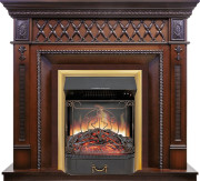 Каминокомплект Alexandria - махагон коричневый антик с очагом Majestic FX Brass Каминокомплект Alexandria - махагон коричневый антик с очагом Majestic FX Brass