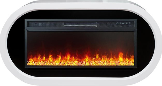 Каминокомплект Ellipse - Белый с черным (ширина 1450 мм) с очагом Vision 42 LED