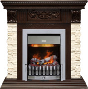 Каминокомплект Luxemburg (каменный) - Сланец/Темный дуб с очагом Danville Chrome FB2